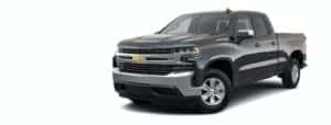A grey 2021 Chevy Silverado 1500 is angled left.