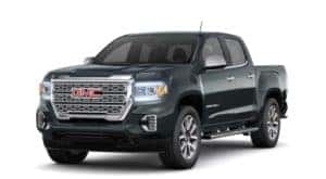 A black 2022 GMC Canyon is angled left.