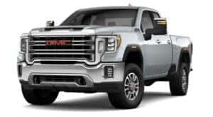 A silver 2022 GMC Sierra 2500 HD SLT is angled left.