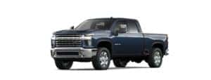 A blue 2022 Chevy Silverado 2500HD is angled left.
