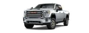 A grey 2022 GMC Sierra 2500HD is angled left.