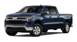 A blue 2022 Chevy Silverado 1500 Limited LT is angled left.