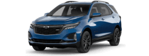 A blue 2022 Chevy Equinox RS is shown facing left.