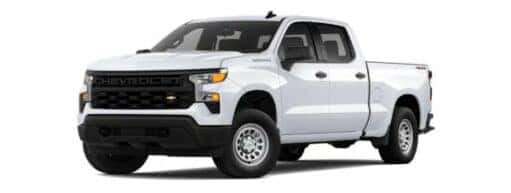 A white 2022 Chevy Silverado 1500 WT is angled left.