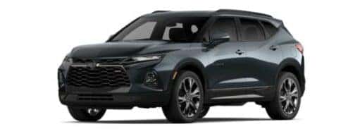 A black 2022 Chevy Blazer RS is angled left.