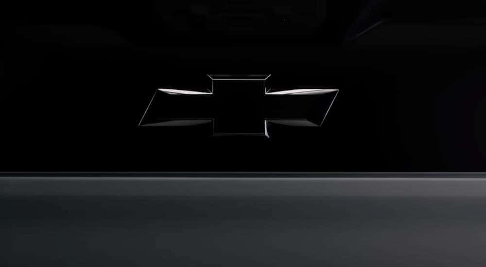 A close up of the bowtie logo on a 2023 Chevy Silverado ZR2 is shown.