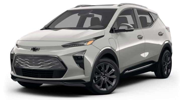 A grey 2023 Chevy Bolt EUV is shown angled left.