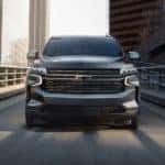 A grey 2021 Chevy Tahoe RST is shown after leaving a used Chevy SUV dealer.