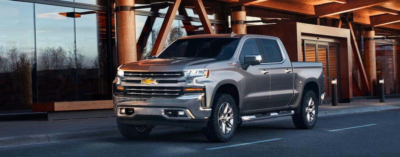 A 2021 Chevy Silverado 1500 is shown from the front at an angle.