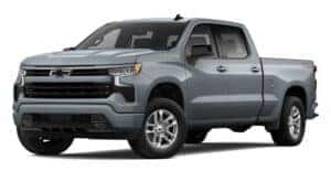 A silver 2024 Chevy Silverado 1500 RST is angled left.