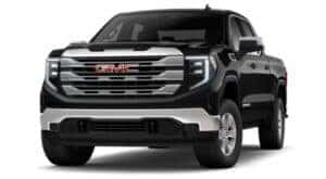 A black 2024 GMC Sierra 1500 SLE is shown angled left.