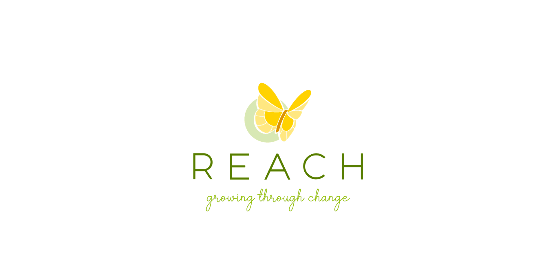 REACH logo with yellow butterfly and tagline: "growing through change"