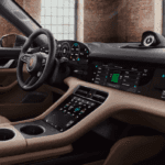 Front seat view of Porsche Taycan interior