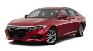 A red 2020 Honda Accord LX is facing left.