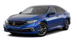 A blue 2020 Honda Civic Sedan EX is facing left.
