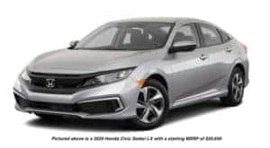 A silver 2020 Honda Civic Sedan LX is facing left.