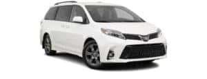 A white 2020 Toyota Sienna is angled right.