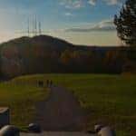 A walking trail is shown at Cobb's Hill Park in Rochester, NY.