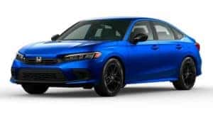 A blue 2022 Honda Civic Sport is angled left.