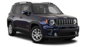 A blue 2022 Jeep Renegade Latitude is facing right.