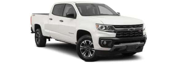 A white 2022 Chevy Colorado Z71 is shown angled right.