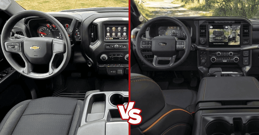 2024 Silverado 1500 vs. Ford F-150 - interior comparison