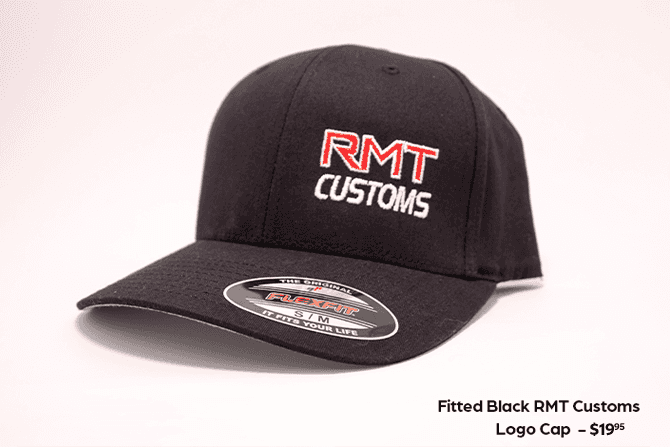 fitted black rmt customs logo cap
