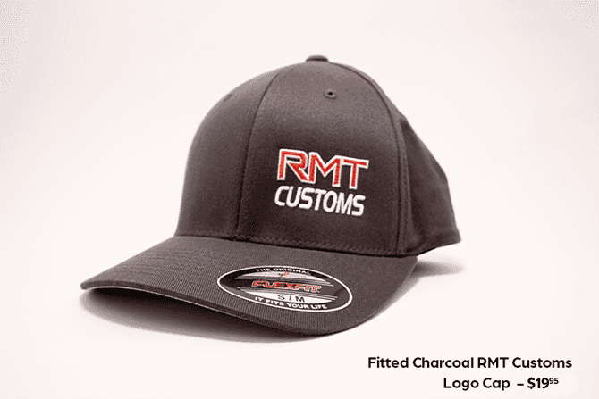 fitted charcoal rmt customs logo cap