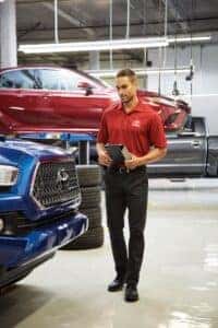 Vehicle inspection by Toyota service tech