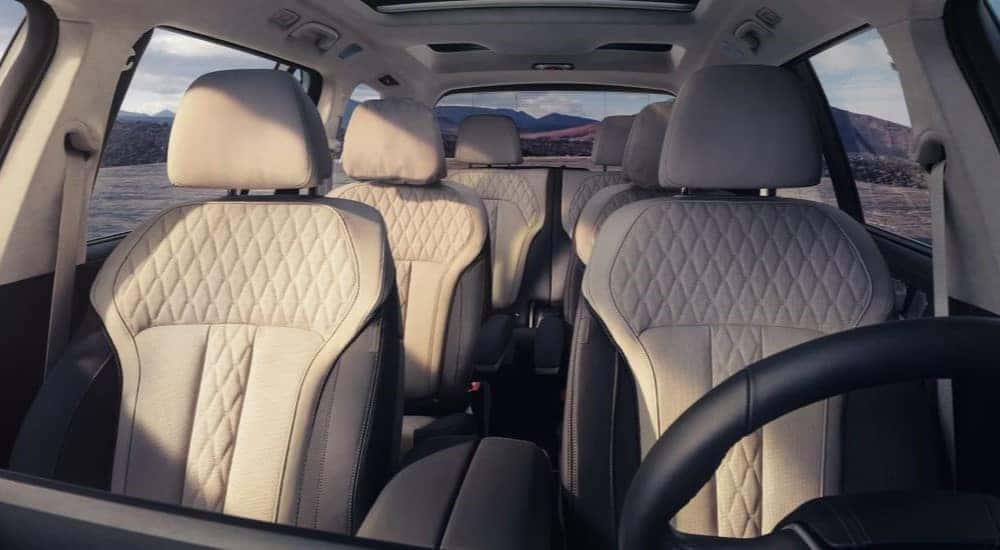 The black and tan interior is shown in a 2024 BMW X7.
