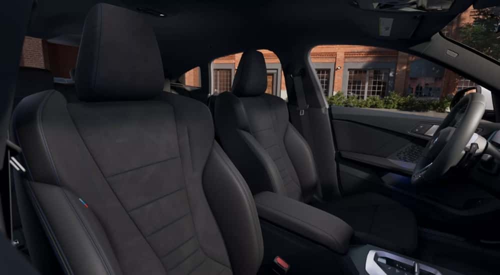 A close up shows the black interior of a 2025 BMW 2 Series Gran Coupe.