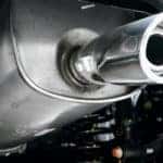 An exhaust is shown in close up.