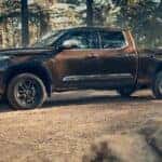 A brown 2024 Toyota Tundra 1794 is shown parked off-road after visiting a Toyota Tacoma for sale near Joliet.