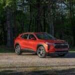 An orange 2025 Chevy Trax for sale near Knoxville from the front.