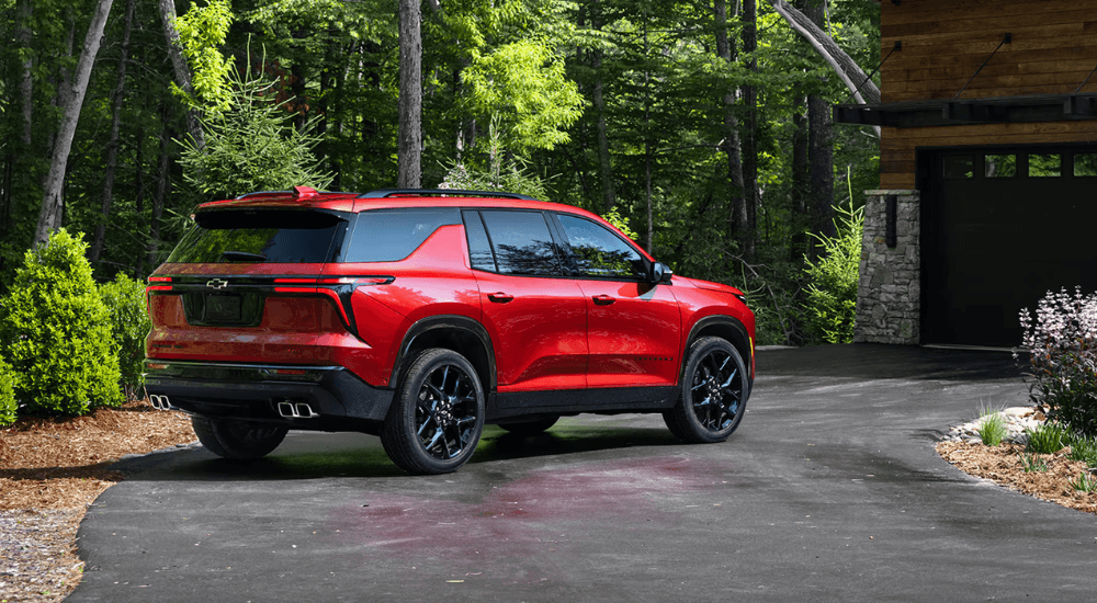 Red 2026 Chevy Traverse parked in a driveway