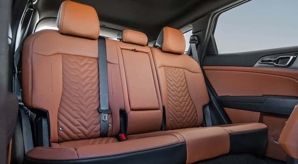 Black and brown leather backseats in a 2025 Kia Sportage