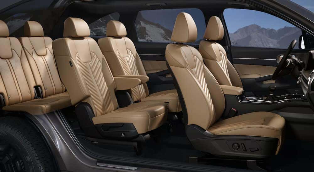 Interior photo of 2026 Kia Sorento displaying all three rows.