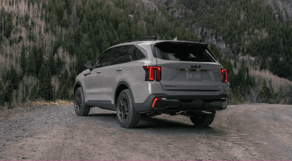 Grey 2026 Kia Sorento parked from the rear