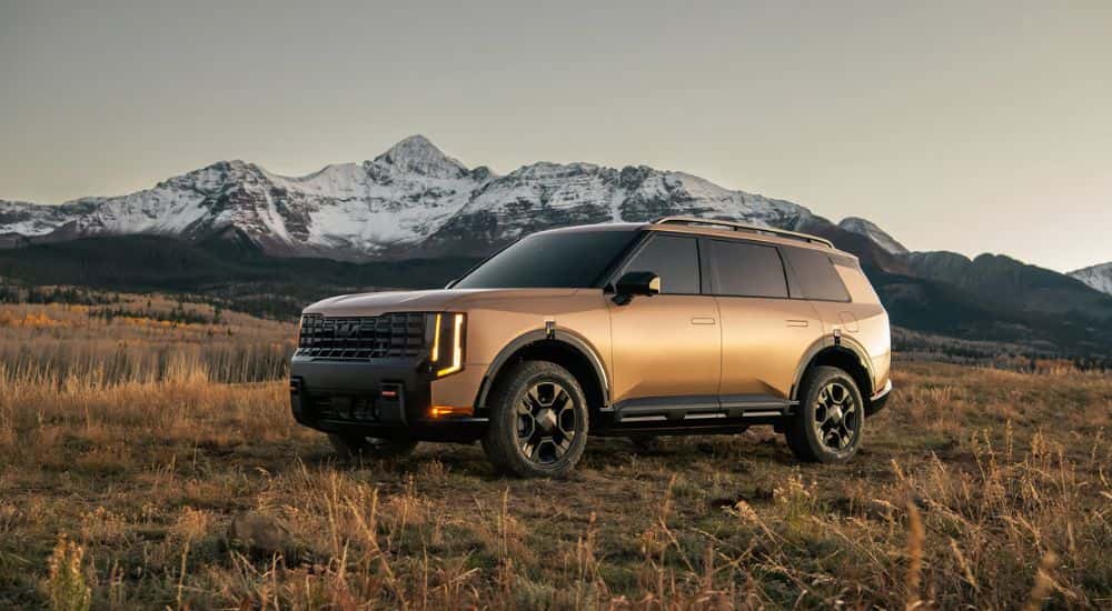 A brown 2027 Kia Telluride X-Pro SX Prestige shown parked by mountains.