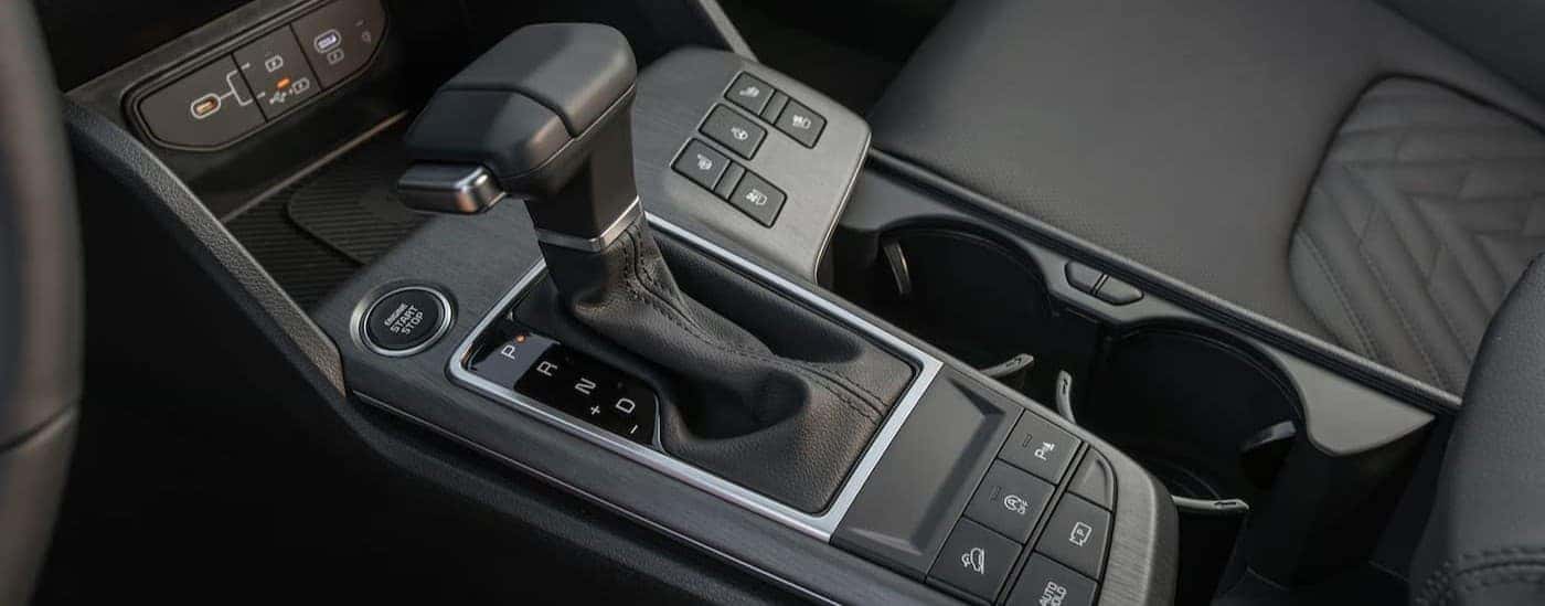 Black center console in a 2026 Kia Sportage.