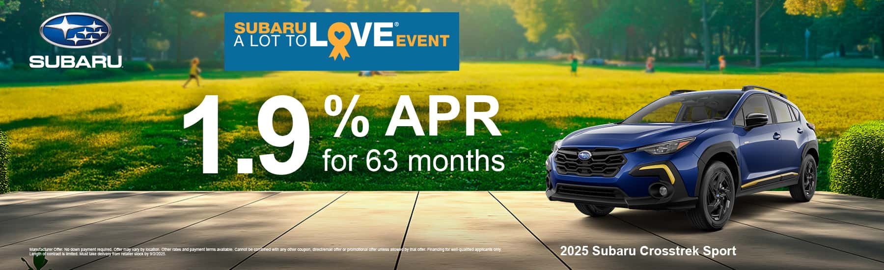 2025 Subaru Crosstrek AWD compact SUV in silver at Subaru of Manassas, VA dealership banner