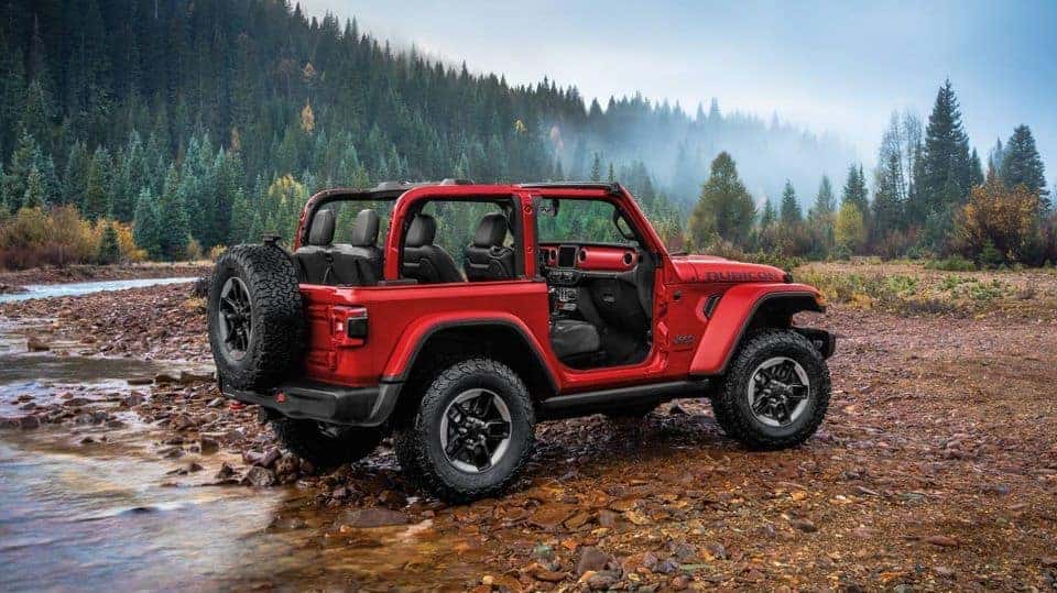 jeep wrangler 4 door lifted red