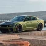 The 2023 Dodge Charger Scat Pack Widebody is powered by the 392-cubic-inch HEMI® V-8 engine with the best-in-class naturally aspirated 485 horsepower mated to the TorqueFlite 8HP70 eight-speed transmission.