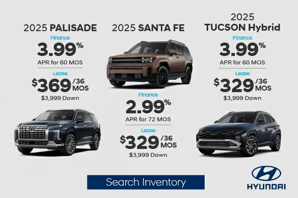 New 2025 Palisade, Santa FE, Tucson Hybrid