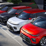2020 Kia Soul models in various exterior colors parked in a row