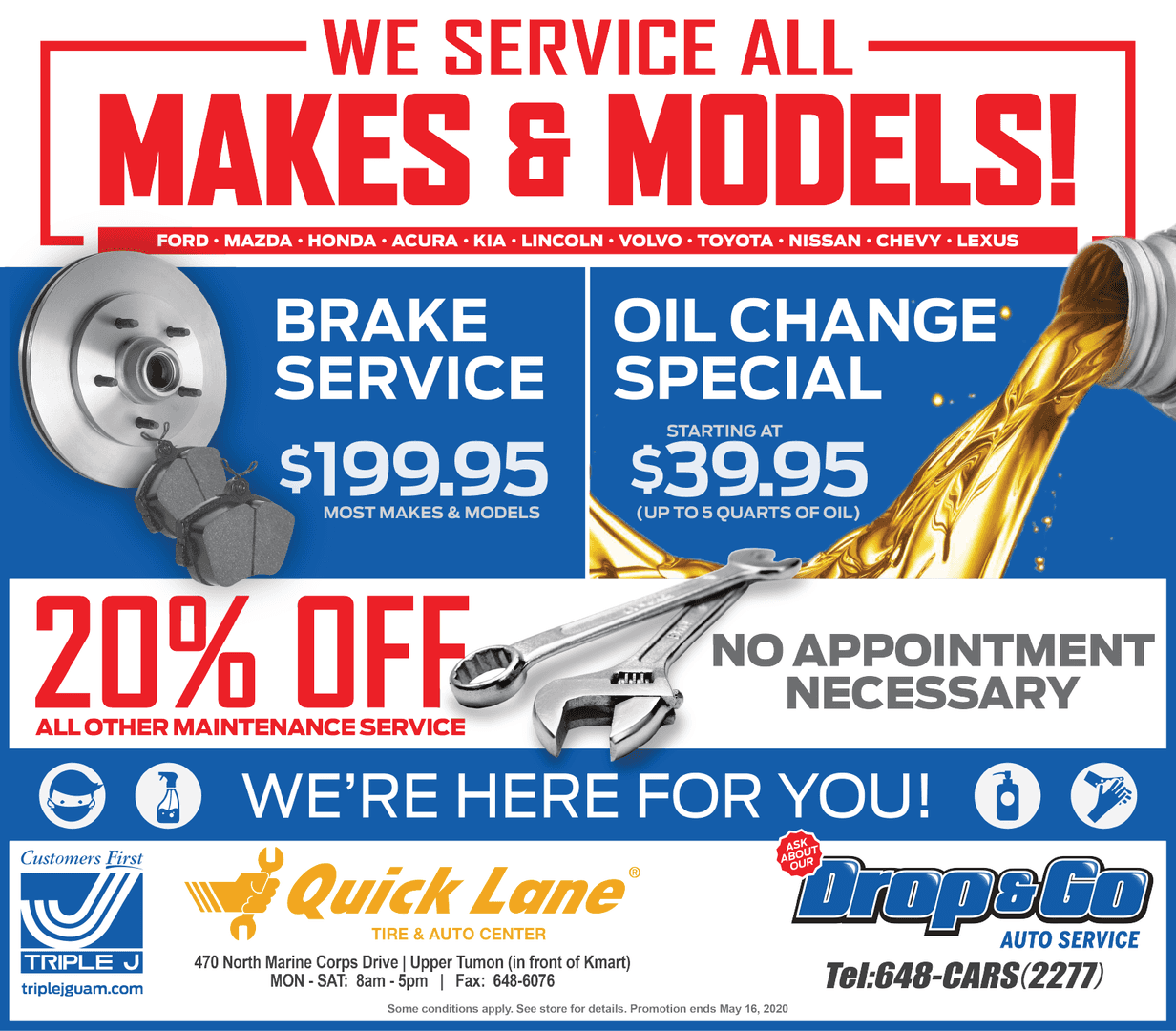 Service Coupons Guam Oil Change, Tire Rotation Coupons Guam