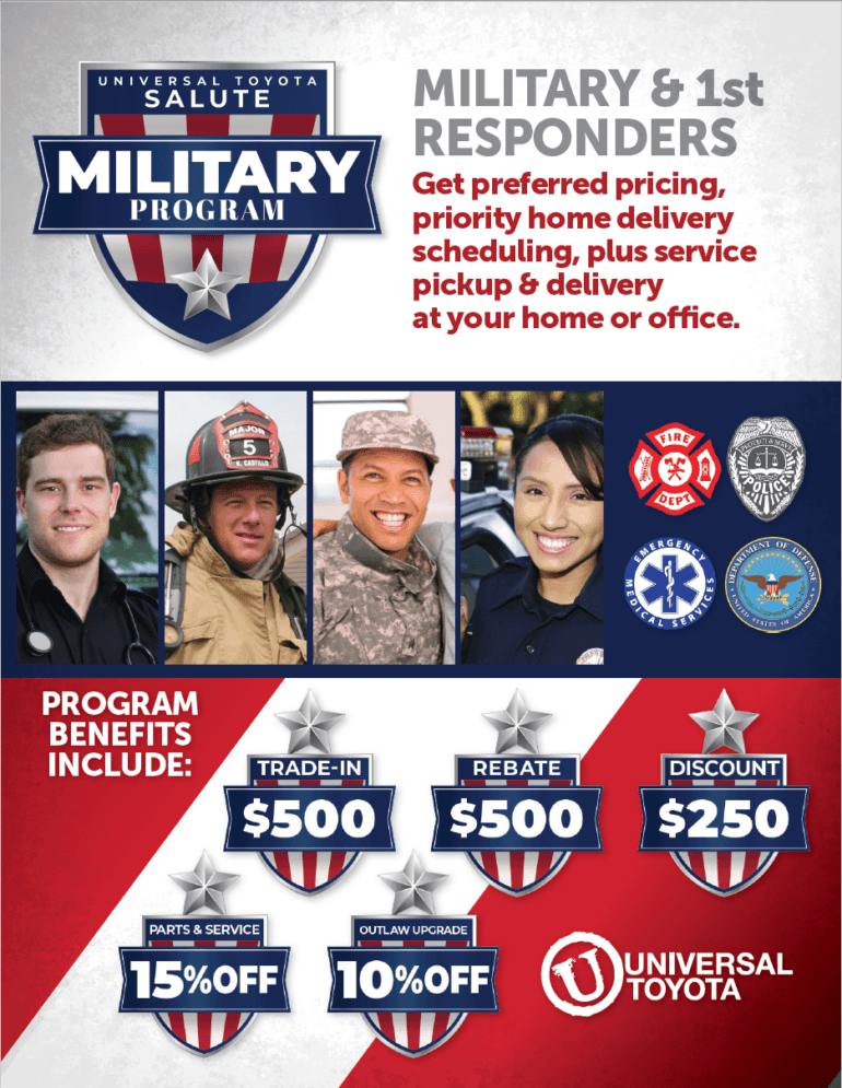 Military & 1st Responders Special Programs | Universal Toyota