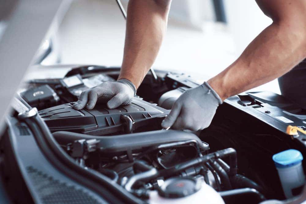 Mechanic working on a car