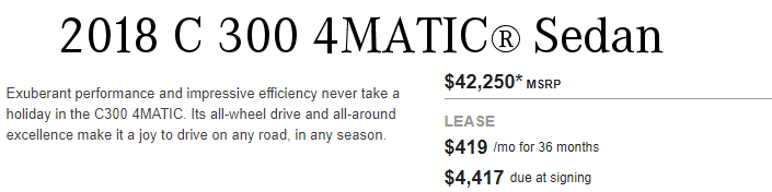 2018 C 300 4MATIC Sedan Lease Offers