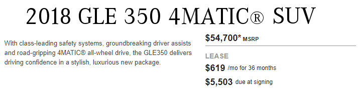 2018 GLE 350 SUV Lease Offers